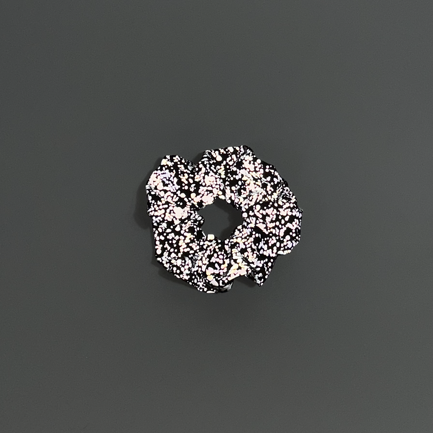 Silver Dotted Reflective Scrunchie, Large